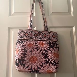 Vera Bradley pink/blue floral button top tote bag